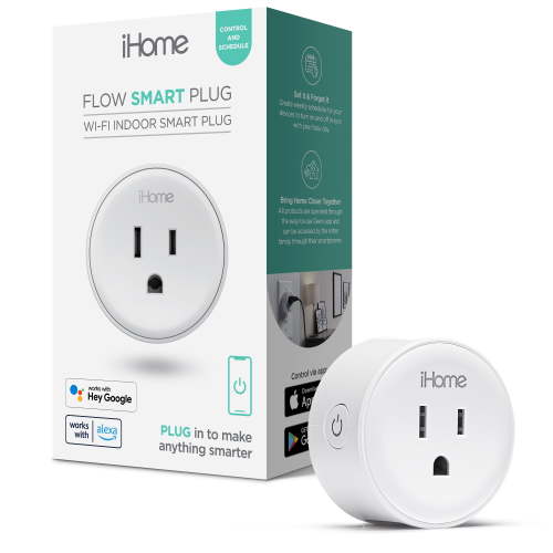 iHome Smart Plug 10A, Works with Alexa & Google Home, App Control, Single Pack, White