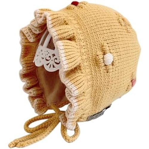 HOOLCHEAN Baby Girls Bonnet Double Layer Soft Knitted Hat for Autumn Winter 6-24 Months