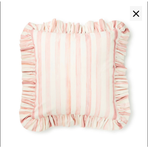 MacKenzie-Childs | Rosy Stripe Ruffle Throw Pillow
