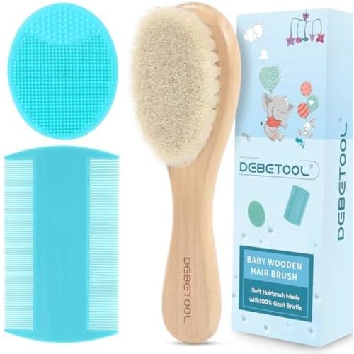 DEBETOOL 3-Piece Cradle Cap Brush Set with Comb & Baby Hair Brush