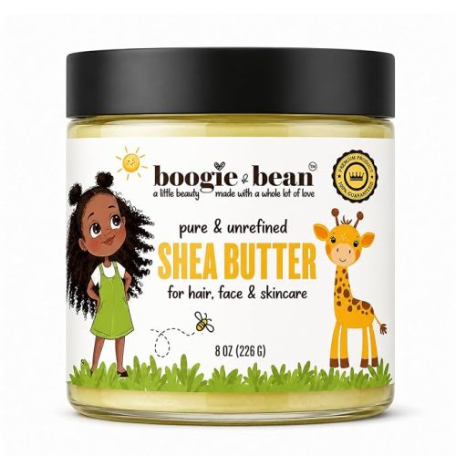 Boogie and Bean Shea Butter for Baby Skin and Hair, Creamy Baby Oil, Pure Raw Unrefined African Shea Butter for Kids. Moisturize Dry Skin, Eczema