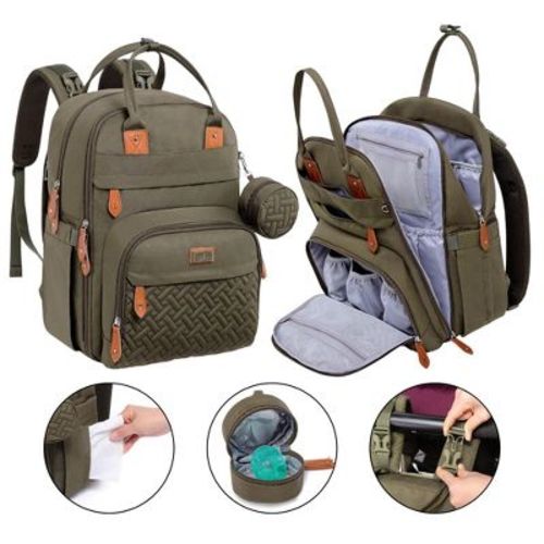 BabbleRoo Diaper Bag Backpack Stylish Hands-Free Baby Bag with Changing Pad, Stroller Straps & Water-Resistant
