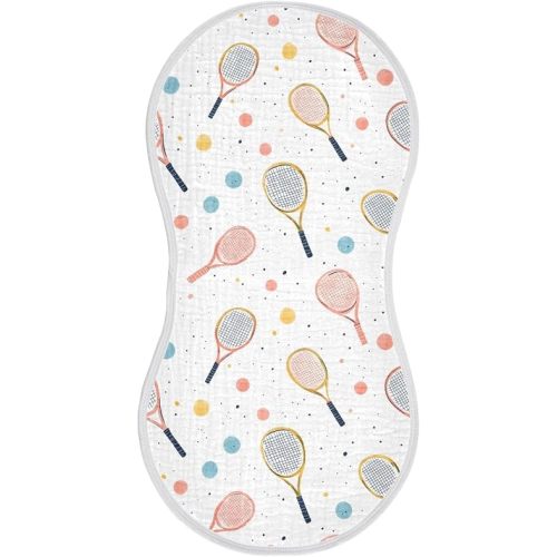 vvfelixl Baby Burp Cloths Vintage Tennis Racket Baby Newborn Cotton Burping Cloths Set Babys Washcloths 4 Pack