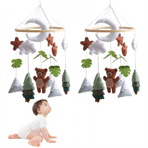 BESTSKY 2Pcs Crib Mobile,Easy Installation and Secure Mounting Crib Toys Hanging,Smooth Rotation and Calming Motion Effect Mobile for Crib