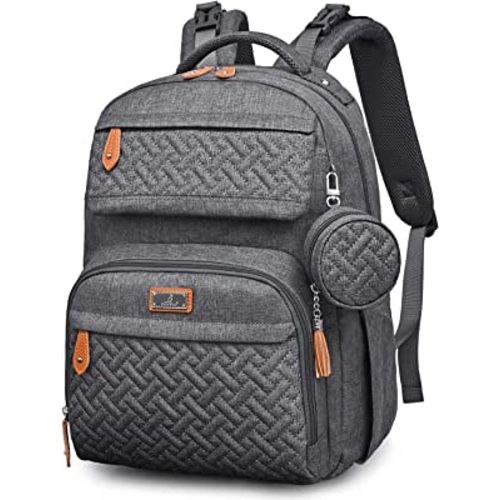 BabbleRoo Diaper Bag Backpack - Travel Large Baby Diaper Bag with Changing pad, Waterproof Baby Bags for Mom & Dad, Unisex Bags with Pacifier Case, Luggage Strap & Stroller Clips - Dark Gray