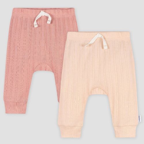 Gerber Baby Girls' 2pk Jogger Pants - Pink 6-9M