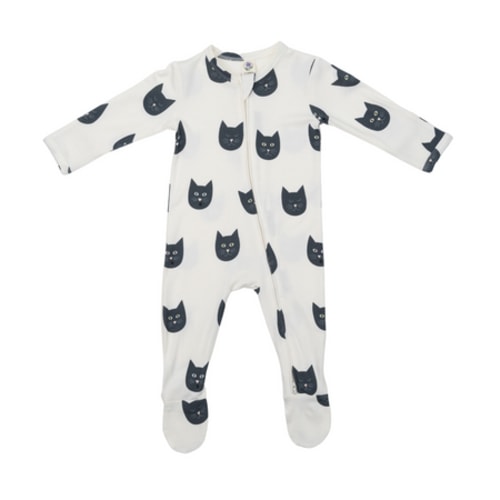 Zip Footie in Black Cat