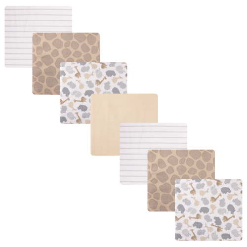 Hudson Baby Cotton Flannel Receiving Blankets 7-Pack Bundle, Safari Friends , One Size