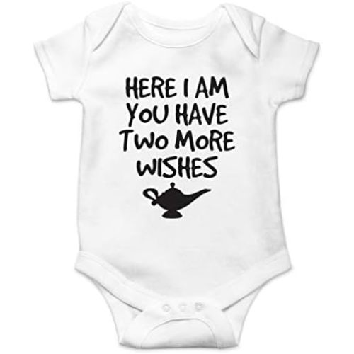 AW Fashions Here I Am, You Have Two More Wishes Baby Bodysuit Funny Cute Newborn Romper Unisex Boys Girls