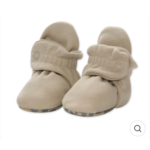 Zutano Cotton Gripper Stay-On Baby Bootie Slipper - Khaki - 6M