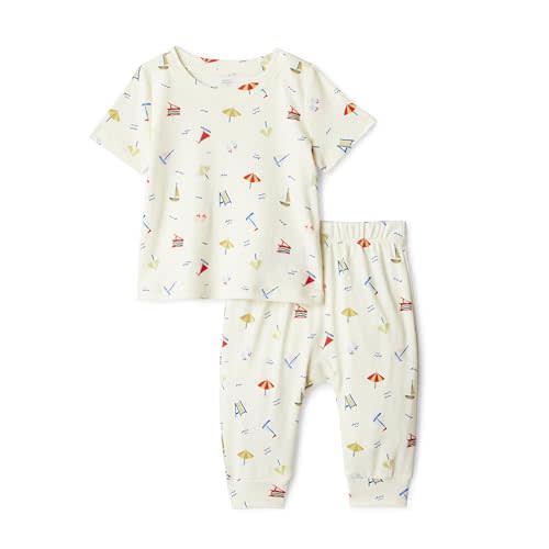 Amazon Essentials x Sofia Grainge Unisex Toddlers and Babies' Cotton Knit Short Sleeve Shirt & Pants Set