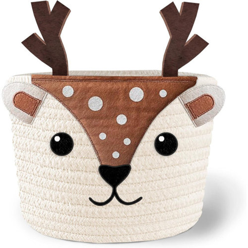 Rebrilliant Deer Cotton Rope Baby Laundry Basket – Woodland Nursery Storage For Diapers, Wipes, And Towels, Boys & Girls, Machine Washable | Wayfair