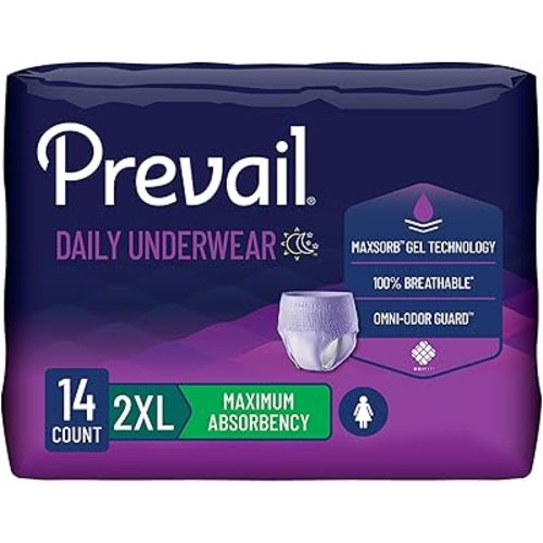 Prevail Daily Underwear Disposable Underwear Female Pull On with Tear Away Seams 2X-Large, PWC-517, Maximum, 14 Ct