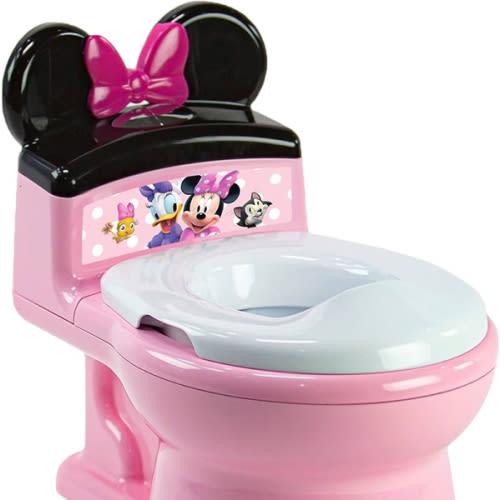 The First Years Disney Minnie Mouse Potty Training Toilet and Toddler Toilet Seat - Toilet Training Potty with Fun Flushing and Cheering Sounds,Pink