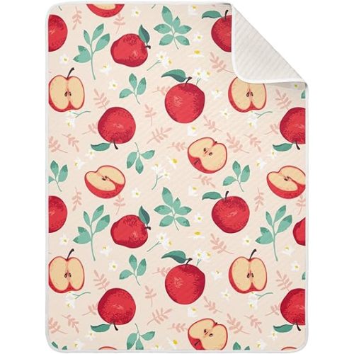 Swaddle Blanket for Apples with Leaves Baby Receiving Blanket Muslin Baby Swaddles Soft Cotton Breathable Nursery Blankets for Unisex Boys and Girls 30x40 Inch