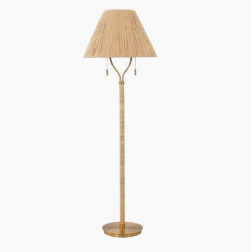 Torisa Iron/Rattan Floor Lamp, Natural/Gold | One Kings Lane