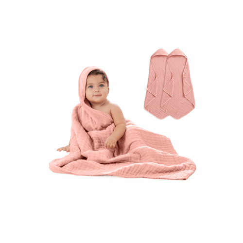 Hooded Baby Towels - 6 Layers, Pack of 2, One Size