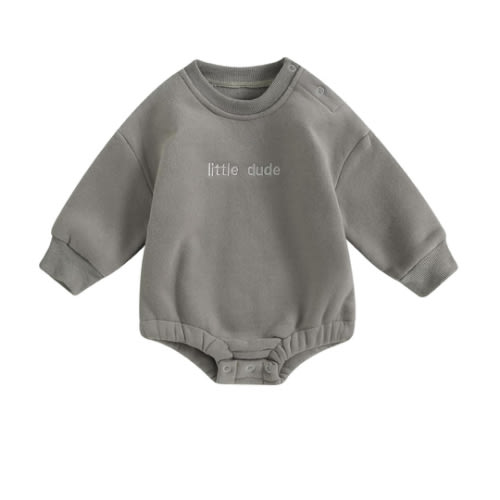 VISGOGO Newborn Infant Baby Boy Girls Oversized Romper Little Dude Sweater Onesie Coming Home Outfit Neutral Clothes
