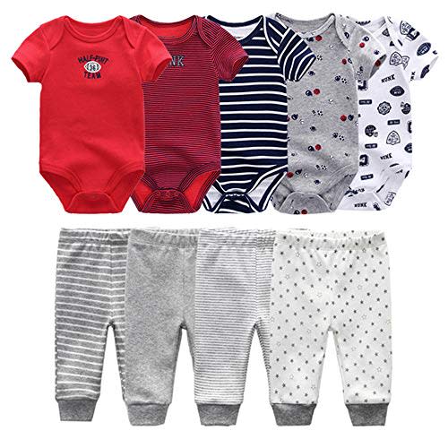 Kiddiezoom Baby Layette Set Baby Boys' 9-Piece Bodysuits Pants Set Toddler Girl Boy Unisex Baby Gift Sets