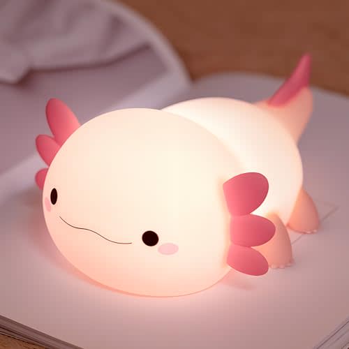 OkiyiD Axolotl Gifts, Cute Axolotl Night Light for Kids, Animal Silicone Nursery Night Lamp, Cute Room Decor Night Light for Kids Girls Boys Birthday Christmas Gifts