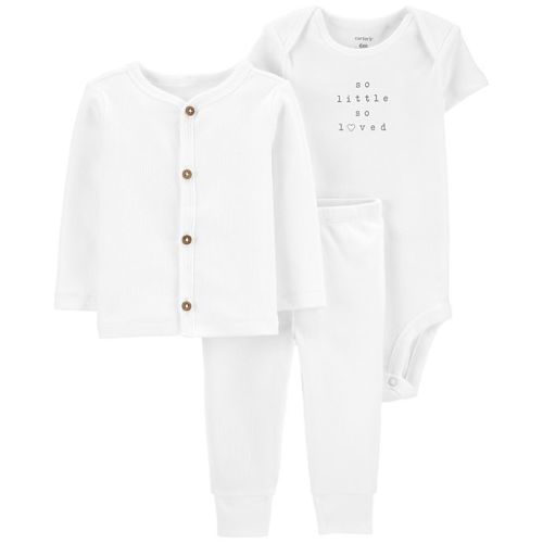 carter's® Size 3M 3-Piece So Little Bodysuit, Cardigan and Pant Set in White