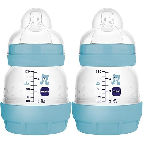 MAM Easy Start Anti-Colic Baby Bottles, Extra Slow Flow, Breastfeeding-Like Silicone Nipple Bottle, Reduces Colic, Gas, & Reflux, Easy-to-Clean, BPA-Free, Vented Baby Bottles for Newborns, 0-3 Months