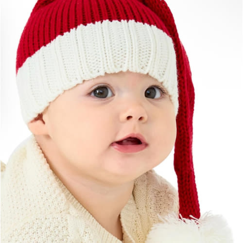 Baby Santa Hat Christmas Hat for Baby Toddler Infant Santa Hat Newborn Washable Fade-restant Knitted Santa Hat Soft Warm Long for New Year Festive Holiday Party Indoor Outdoor Winter Red