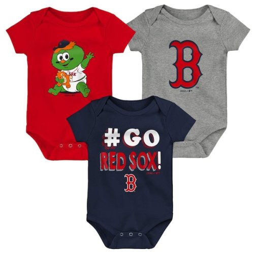 Infant Boston Red Sox Navy/Red/Gray Born To Win 3-Pack Bodysuit Set