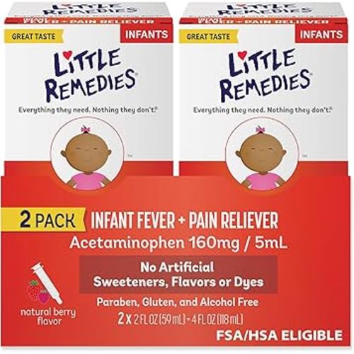 Little Remedies Infant Fever & Pain Reliever, Natural Berry Flavor, 2 Fl Oz (Pack of 2)