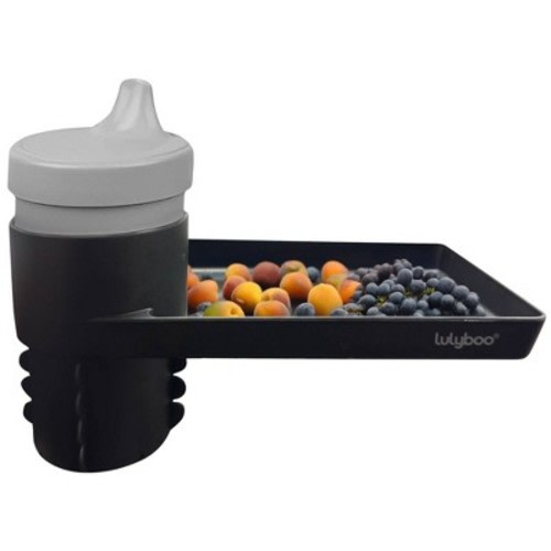 Lulyboo Travel Snack Tray - Black: Car Seat Accessory with Durable TPR & ABS Construction, Holder for Cups & Snacks