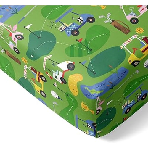 Little Sleepies Baby Crib Sheets, Buttery Soft Viscose from Bamboo Crib Sheets for Boys & Girls, Toddler Bed Sheet, Standard Crib Mattress Sheet, Super Stretchy & Elasticized (Fairway Fun)