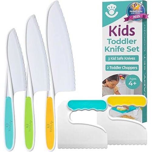 TOVLA JR. Kids' Cutting Set | Montessori Safe Kitchen Knives for Cooking| Kitchen Safety for Toddlers | Boost Confidence and Encourage Picky Eaters