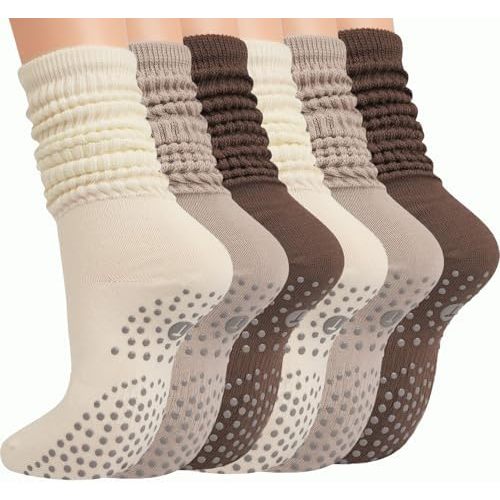 6/12 Pairs Pilates Socks for Women, Non Slip Grip Yoga Barre Socks