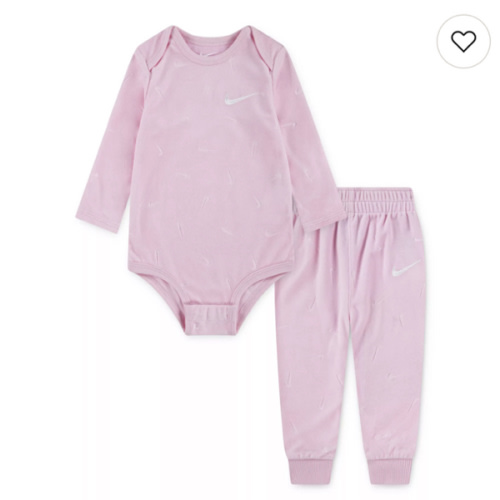 Newborn Baby Nike Velour Long Sleeve Bodysuit and Sweatpants 2-Piece Set