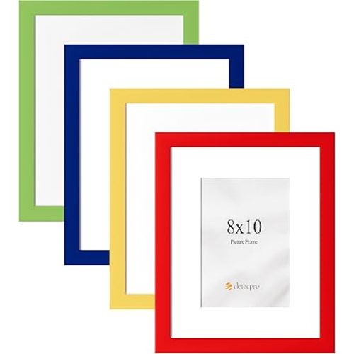 eletecpro 8x10 Colorful Picture Frames 4 Pack Matted to 5x7, Home Decor