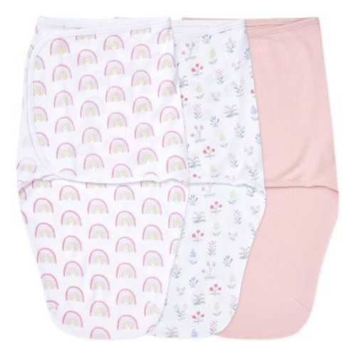 aden + anais essentials Baby Girl 100% Cotton Zipless Easy 3pk Sleeveless Swaddle Wraps - Spring Flowers 0-3m