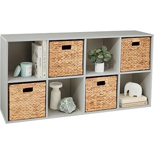 Best Choice Products Kids Bookcase 8-Cube Storage Organizer, 11in Shelf Opening, Bookshelf, Toy Storage, Customizable w/ 3 Removable Back Panels – Gray