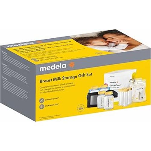 Medela Breast Milk Storage & Cooler Gift Set Made Without BPA, with Bottles, Storage Bags, Microwave Sterilizer Bags, and Cooler Bag with Ice Pack