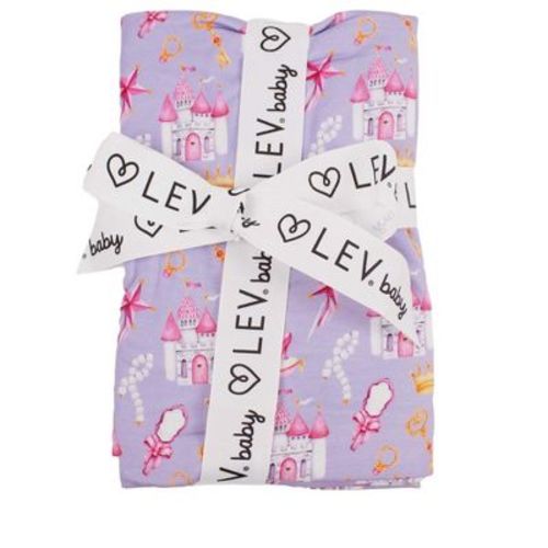 Lev Baby Buttery Soft Viscose from Bamboo Swaddle Blanket – Princess Print Purple – 44x44 inches