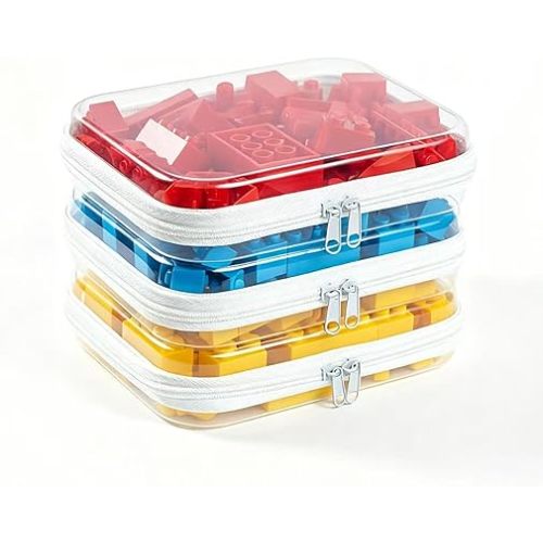 3 Pack Medium Clear Hard Shell Zipper Pouches, 7.8×6.3in (20×16cm) Clear Zipper Bags, Hard Case Pouches for Purse & Diaper Bag Organizer, and Travel Essentials (3M-)