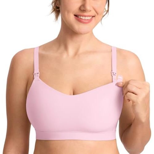 MOMANDA Seamless Nursing Bras for Breastfeeding Supportive Padded Wireless Maternity Bras with One-Piece Molded Cups