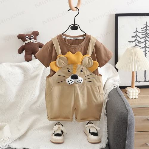 Toddler 2-Piece Lovely Lion Overalls Set