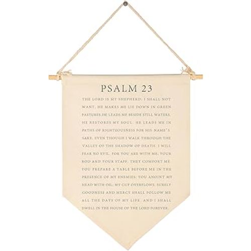 Bible Verse Hanging Flag Decor-Living Room Bedroom Sign-Christian Farmhouse Decor- Psalm 23-Housewarming Gift-Scripture Banner Pennant Gift