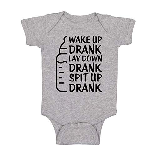 Wake Up Drank Lay Down Drank Spit Up Drank - Funny Baby Essentials Bodysuit - Newborn Outfit