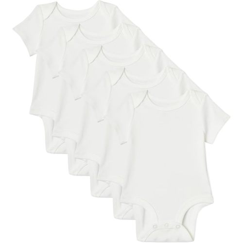 Amazon Essentials Unisex Babies' Short-Sleeve Bodysuits, Pack of 6, Pink/Floral, 18 Months