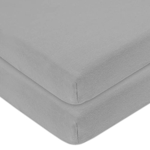 American Baby Company 2 Pack 100% Natural Cotton Fitted Mini Crib Sheets 38" x 24" - Soft & Breathable Small Nesting Portable Sheets, Fits Pack N Play Mattresses, Gray, for Boys & Girls