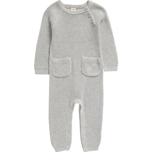 Waffle Knit Cotton Pocket Romper, 18M