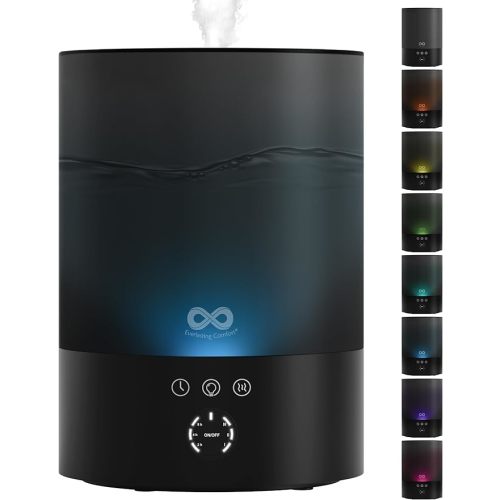 Everlasting Comfort 2.5L Top Fill Humidifier for Bedroom – Quiet, Easy to Fill & Clean, 24HR Runtime, Night Lights, Timer, Ultrasonic Cool Mist, Auto Shut-Off, Essential Oil Diffuser - White