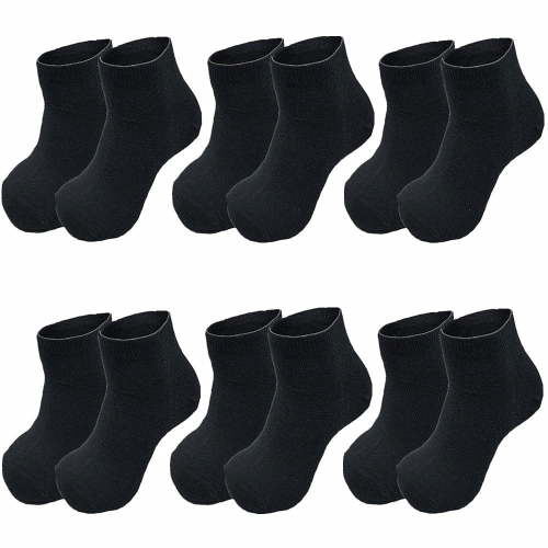 Glory Max Kids Baby Boys Girls Toddler Solid Ankle Socks Cotton Size 0-2 Years Black 12 Pairs