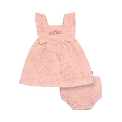 Modern Moments by Gerber Baby Girl Dress With Ruffle Sleeves and Diaper Cover, 2-Piece, Sizes 0/3 Months - 24 Months